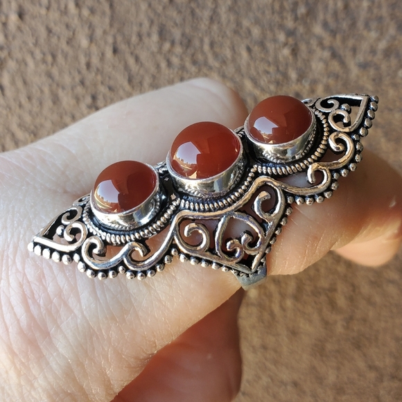 New Stunning Carnelian 925 Silver Statement Ring. - Picture 11 of 15
